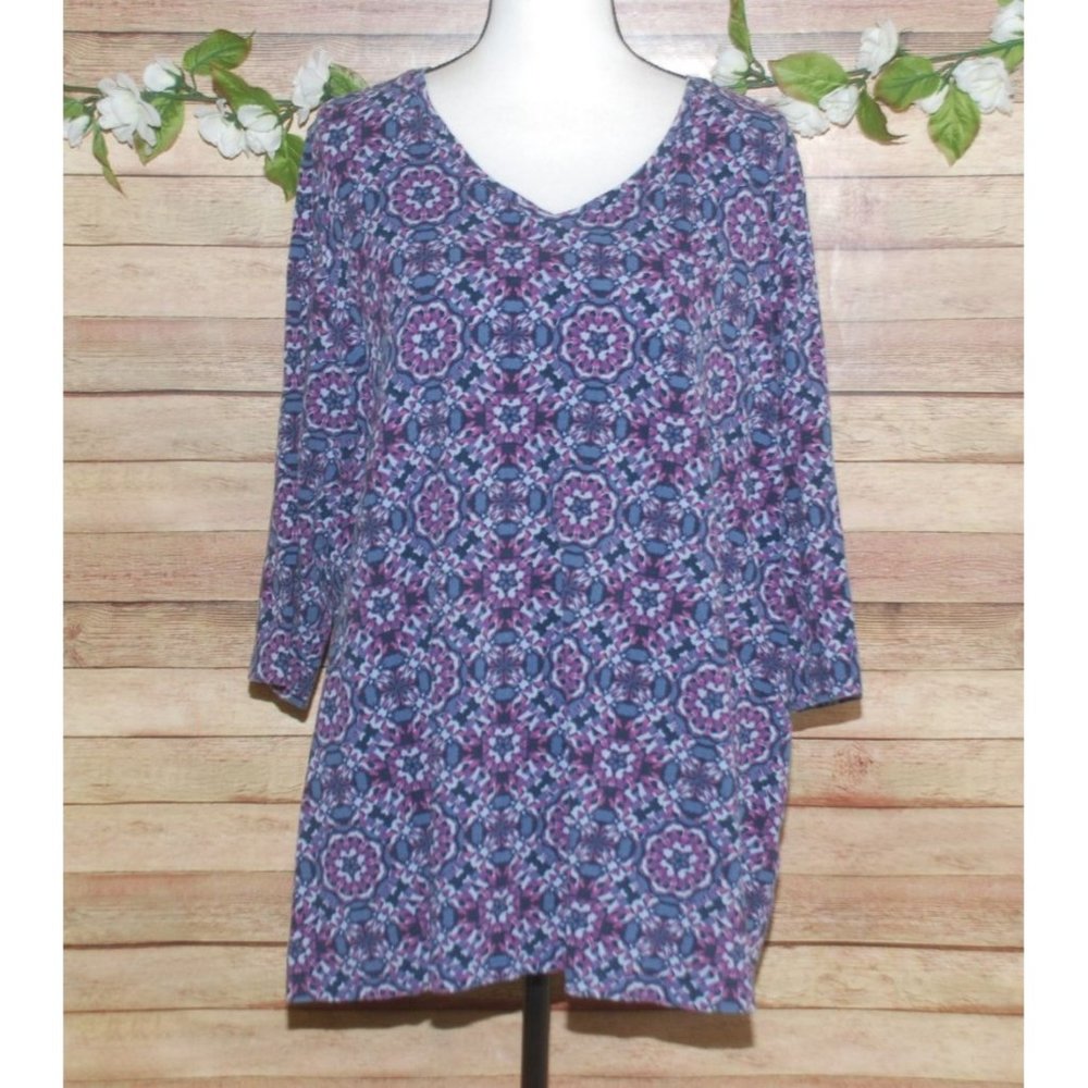 Catherines Blue and Purple Patterned Blouse